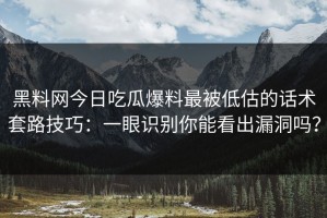 黑料网今日吃瓜爆料最被低估的话术套路技巧：一眼识别你能看出漏洞吗？